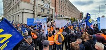 Protest pracowników PKP Cargo w Warszawie [zdjęcia]