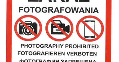 Zakaz fotografowania. Jest wzór tabliczki, prace kontynuowane