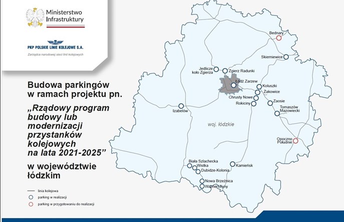 PKP PLK: Będzie blisko 1000 nowych miejsc parkingowych przy stacjach i przystankach w Łódzkiem