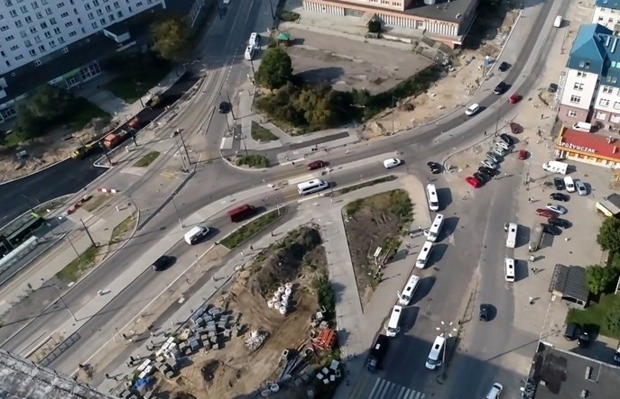 Olsztyn: Blisko docelowej organizacji ruchu przed dworcem. Nie obejdzie się bez poślizgu