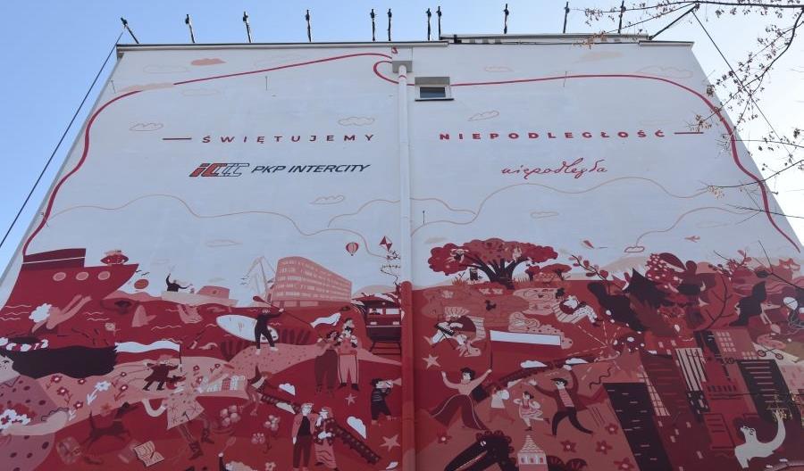 Mural PKP Intercity na 100-lecie niepodległości na warszawskim Solcu Mural PKP Intercity na 100-lecie niepodległości na warszawskim Solcu