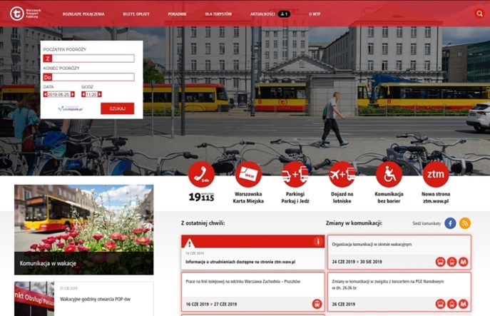 ZTM Warszawa i WTP z nowymi stronami internetowymi