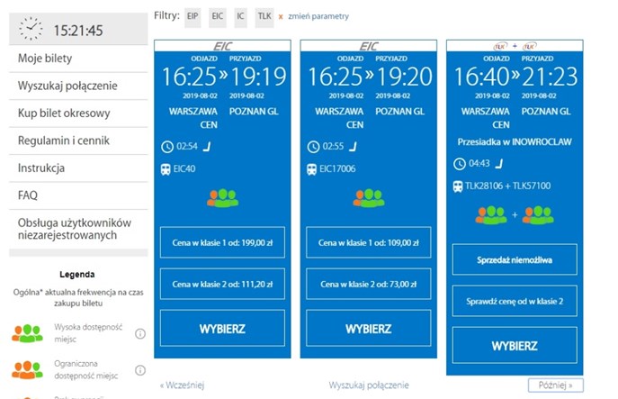 Jeden pociąg PKP Intercity, różne ceny biletów i godziny odjazdu. Jak to możliwe?