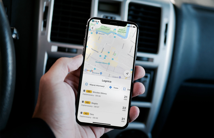 Pociągi Kolei Dolnośląskich w Google Transit