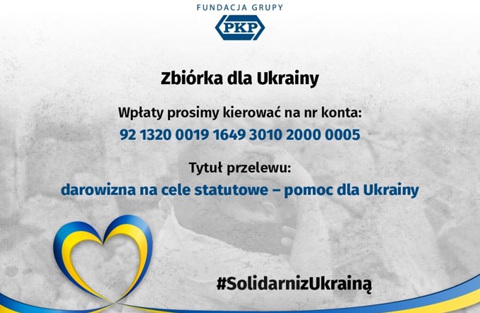 Fundacja Grupy PKP uruchomiła zbiórkę charytatywną dla ofiar wojny na Ukrainie 