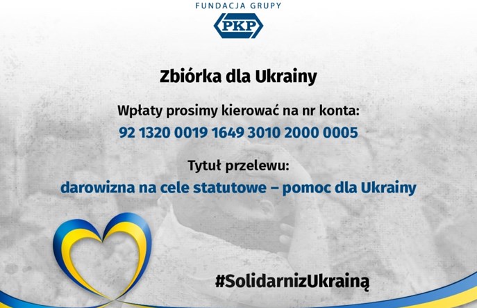 Fundacja Grupy PKP uruchomiła zbiórkę charytatywną dla ofiar wojny na Ukrainie 