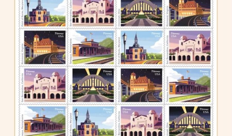 USA. Poczta upamiętnia dworce kolejowe na znaczkach