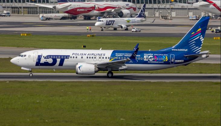 B737 MAX LOT-u w końcu promuje Igrzyska Europejskie 2023