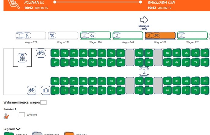 Kolejne 23 pociągi PKP Intercity z graficzną rezerwacją miejsc