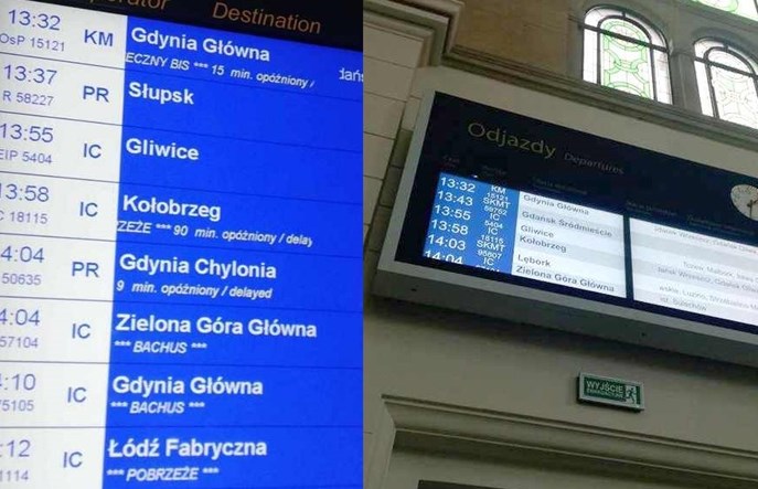 Gdańsk Główny. Dwie spółki podają dwa różne rozkłady jazdy