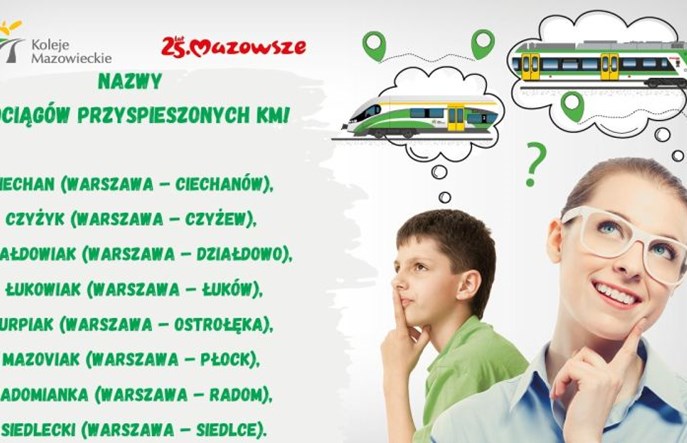 Nowe nazwy pociągów przyspieszonych Kolei Mazowieckich