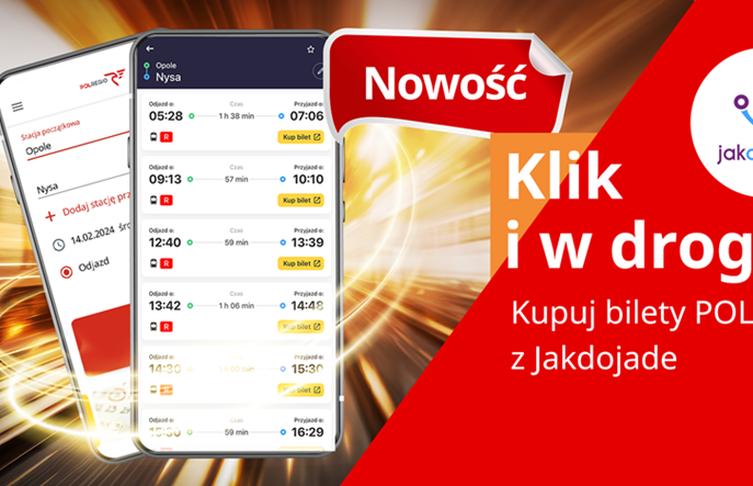 Bilety Polregio dostępne przez aplikację Jakdojade