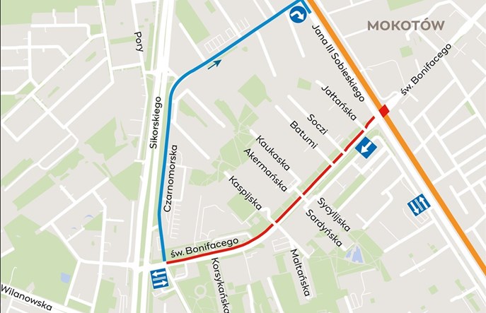 Warszawa: Tramwaj na Stegny. Zmiany na św. Bonifacego