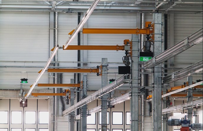 Sztywna sieć trakcyjna na zajezdni Annopol