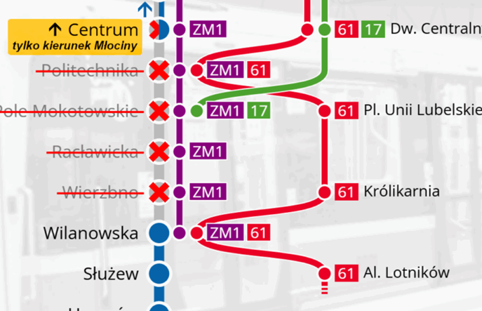 AKTUALIZACJA - Trwają testy na linii M1 / Warszawa. Ruch w metrze na linii M1 częściowo przywrócony