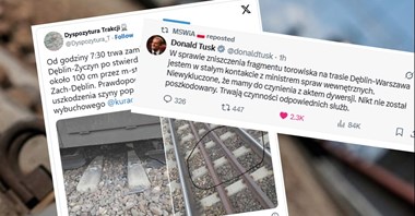 Uszkodzenie torów. Tusk: niewykluczone, że mamy do czynienia z aktem dywersji [aktualizacja]