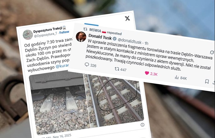 Uszkodzenie torów. Tusk: niewykluczone, że mamy do czynienia z aktem dywersji [aktualizacja]
