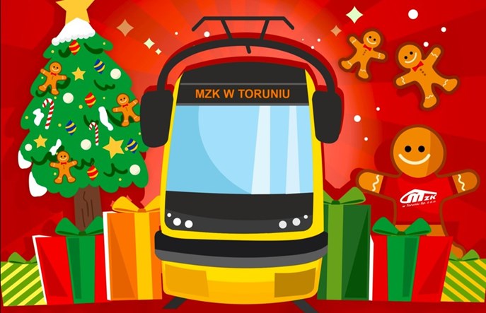 Toruński świąteczny tramwaj