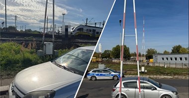 Legnica. Auto zaparkowane pod rogatkami, bo kierująca spieszyła się na... pociąg