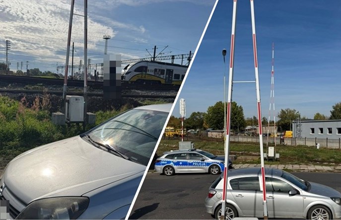 Legnica. Auto zaparkowane pod rogatkami, bo kierująca spieszyła się na... pociąg
