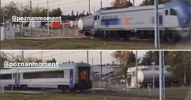 Poznań. Cysterna utknęła na przejeździe kolejowym, sekundy dzieliły od katastrofy [wideo]