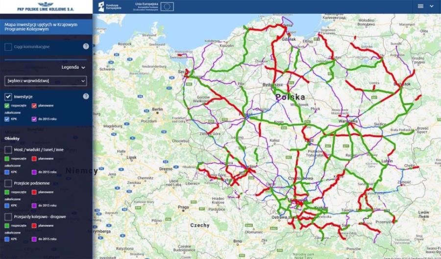 Inwestycje kolejowe na interaktywnej mapie PLK Inwestycje kolejowe na interaktywnej mapie PLK