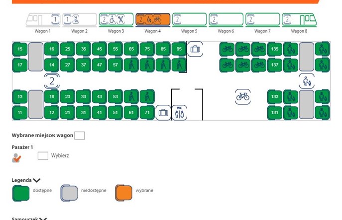 PKP Intercity wprowadza wybór miejsca w pociągu na schemacie