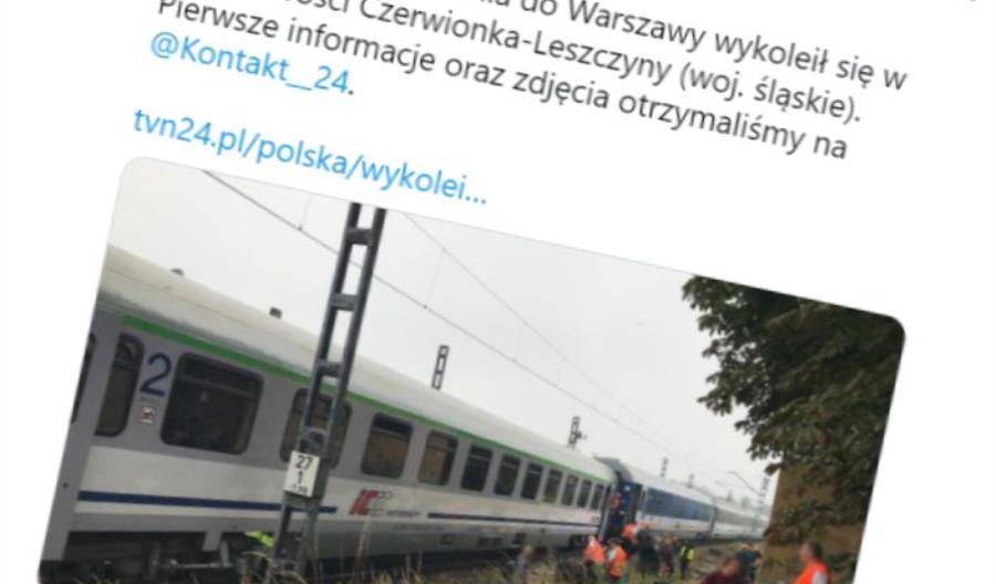 Wykoleił się pociąg Chopin. Wstrzymany ruch na linii Tychy – Rybnik Wykoleił się pociąg Chopin. Wstrzymany ruch na linii Tychy – Rybnik