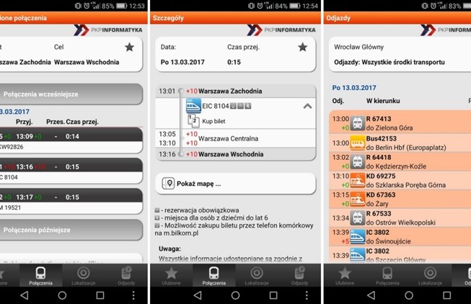 Bilkom teraz także z czasem rzeczywistym jazdy pociągów