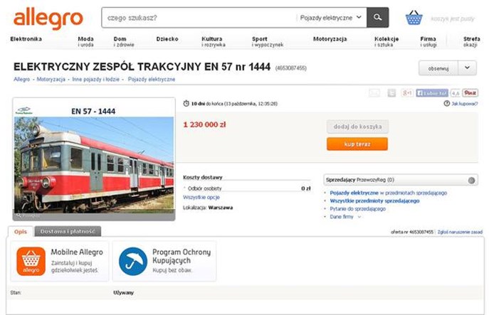 EN57 Przewozów Regionalnych już na Allegro. Można kupować EN57 Przewozów Regionalnych już na Allegro. Można kupować