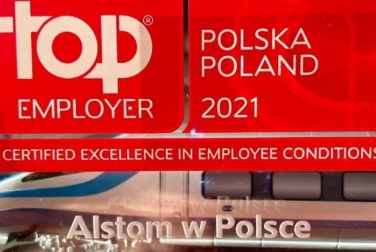 Alstom wyróżniony certyfikatem Top Employer 2021 w Polsce Alstom wyróżniony certyfikatem Top Employer 2021 w Polsce