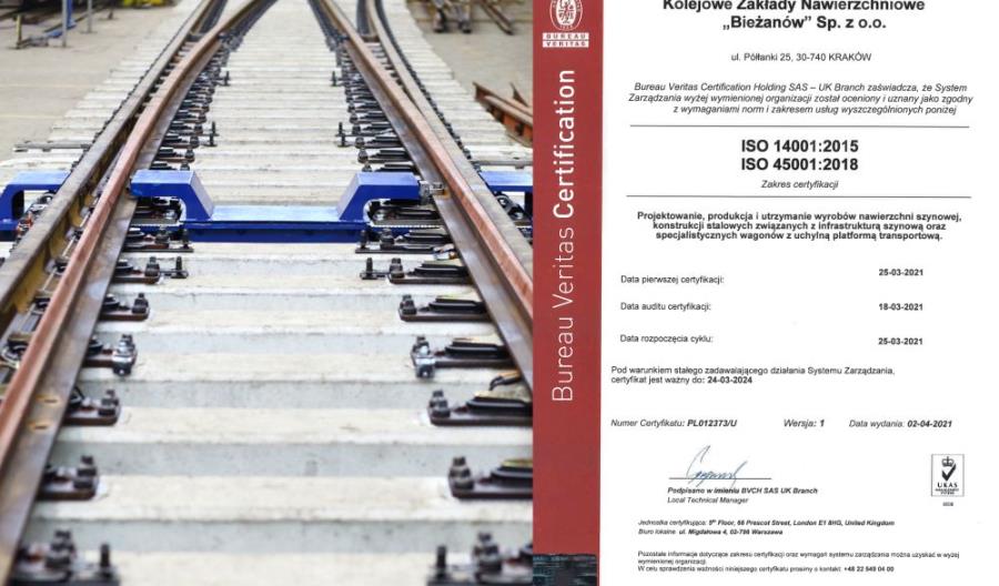 KZN Bieżanów z certyfikatem ISO 45001:2018