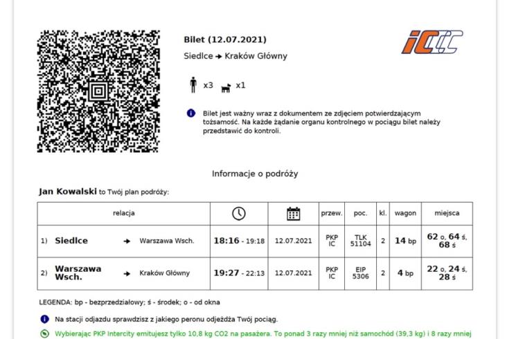 Nowy wzór biletu elektronicznego PKP Intercity