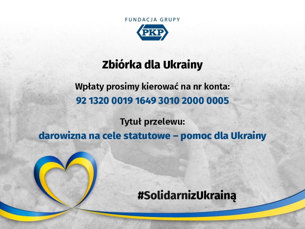 Fundacja Grupy PKP uruchomiła zbiórkę charytatywną dla ofiar wojny na Ukrainie 