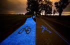 Świecąca droga rowerowa z odświeżoną nawierchnią
