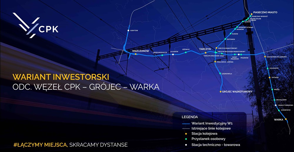 CPK. Jest wariant inwestorski CPK - Grójec - Warka