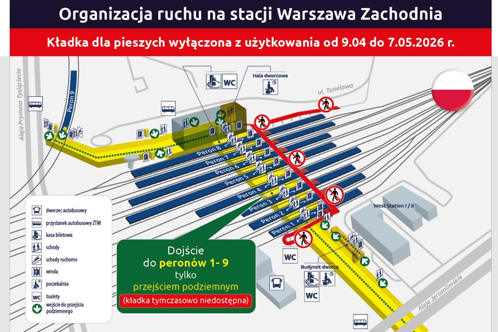 PLK naprawi kładkę na Warszawie Zachodniej