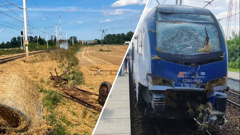 Czarlin. Zderzenie ciągnika z pociągiem PKP Intercity, kierujący na podwójnym gazie [wideo]