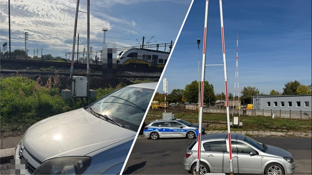 Legnica. Auto zaparkowane pod rogatkami, bo kierująca spieszyła się na... pociąg