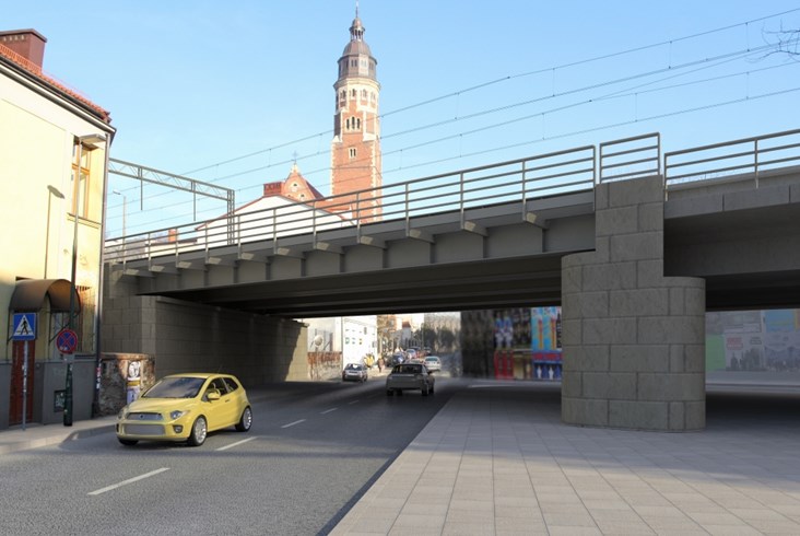 Kraków z nowymi mostami kolejowymi nad Wisłą