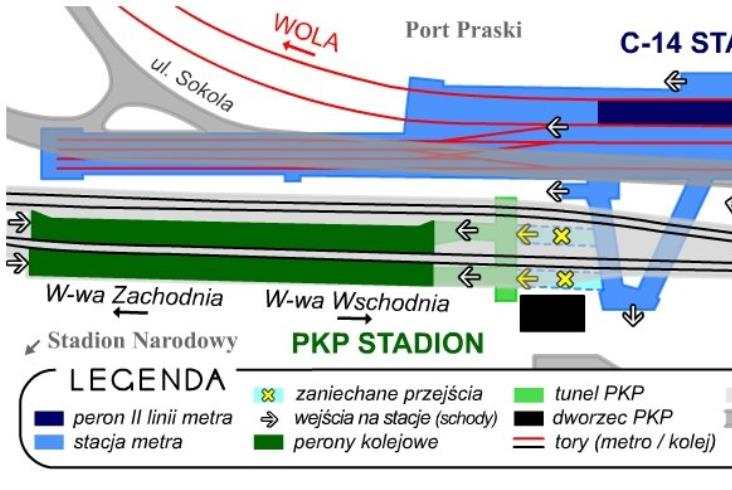 Przesiadki między koleją a metrem na Stadionie trochę mniej wygodne Przesiadki między koleją a metrem na Stadionie trochę mniej wygodne